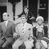 (L-R) Actors Walter Charles, Gene Barry, Brian Kelly and William Thomas, Jr. in a scene from the Broadway production of the musical "La Cage Aux Folles."