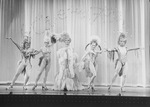 Actor George Hearn (C) in drag with drag performers in a scene from the Broadway production of the musical "La Cage Aux Folles."