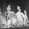 Actor George Hearn (C) in drag with drag performers in a scene from the Broadway production of the musical "La Cage Aux Folles."