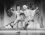 (L-R) Actors Gene Barry and George Hearn (in drag) in a scene from the Broadway production of the musical "La Cage Aux Folles."