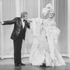 (L-R) Actors Gene Barry and George Hearn (in drag) in a scene from the Broadway production of the musical "La Cage Aux Folles."