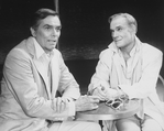 (L-R) Actors Peter Marshall and Walter Charles in a scene from the Broadway production of the musical "La Cage Aux Folles."
