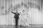 (L-R) Actors Gene Barry and Walter Charles (in drag) in a scene from the Broadway production of the musical "La Cage Aux Folles."