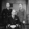 (L-R) Actors William Atherton, Michael Moriarty and John Rubenstein in a scene from the Broadway revival of the play "The Caine Mutiny Court-Martial"