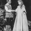 Actors Richard Burton and Christine Ebersole in a scene from the Lincoln Center revival of the musical "Camelot.".