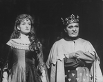 Actors Richard Burton and Christine Ebersole in a scene from the Lincoln Center revival of the musical "Camelot.".