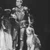 Actor Paxton Whitehead and Bob the sheep dog in a scene from the Lincoln Center revival of the musical "Camelot.".