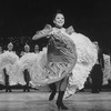 Actress Renee (Zizi) Jeanmaire dancing with others in a scene from the Broadway revival of the musical "Can Can".