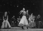 Actresses Pamela Sousa (L) and Renee (Zizi) Jeanmaire (C) with others in a scene from the Broadway revival of the musical "Can Can".