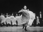 Actress Renee (Zizi) Jeanmaire dancing with others in a scene from the Broadway revival of the musical "Can Can".