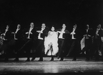 Actress Renee (Zizi) Jeanmaire dancing with others in a scene from the Broadway revival of the musical "Can Can".