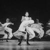 Actress Zizi Jeanmaire dancing with others in a scene from the Broadway revival of the musical "Can Can".