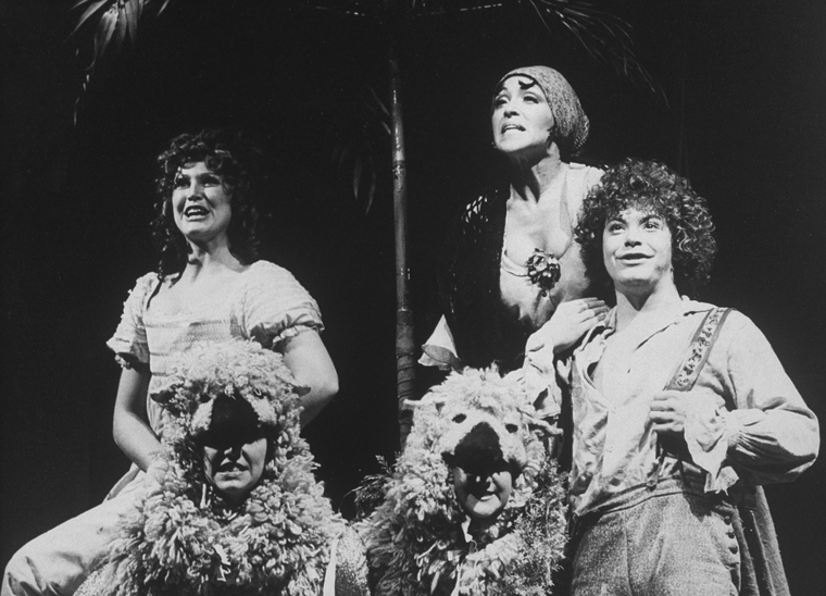 Actor Mark Baker (R) with others in a scene from the Broadway revival ...