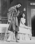 Actors Elizabeth Ashley and Keir Dullea in a scene from the Broadway revival of the play "Cat On A Hot Tin Roof.".