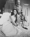 Actors Elizabeth Ashley and Fred Gwynne in a scene from the Broadway revival of the play "Cat On A Hot Tin Roof.".