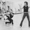 Terrence Mann (R) and dancers rehearsing a number from the Broadway production of the musical "Cats"