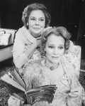 (L-R) Actresses Irene Worth and Constance Cummings in a scene from the Roundabout Theatre revival of the play "The Chalk Garden.".