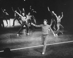 Actors Robert LuPone (3R) and Don Percassi (R) in a scene from the Broadway production of the musical "A Chorus Line.".