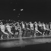 Cast in rehearsal clothes in a scene from the Broadway production of the musical "A Chorus Line.".