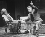 Actors Bruce Davison and Nancy Marchand in a scene from the Off-Broadway production of the play "The Cocktail Hour."