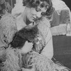 Actress Diana Rigg as French author Colette holding a cat in a scene from the Broadway-bound Seattle, WA production of the musical "Colette"