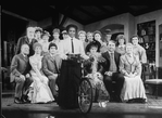 Actors Peter Gallagher (6L), Cicely Tyson (C), Mia Dillon (7R) and Marge Redmond (2R) in a scene from the pre-Broadway tryout of the revival of the play "The Corn Is Green."