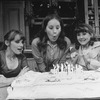(L-R) Actresses Mary Beth Hurt, Lizbeth Mackay and Mia Dillon with a huge birthday cake in a scene from the Broadway production of the play "Crimes Of The Heart.".