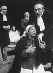 (L-R) Actors Jerome Dempsey, Alexandra Stoddart, Ben Hammer, Theresa Merritt and Philip Bosco in a scene from the Lincoln Center Repertory revival of the play "The Crucible"