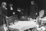 (L-R) Actors Ben Hammer, Jerome Dempsey, Alexandra Stoddart, Aline MacMahon, Sydney Walker and Pamela Payton-Wright in a scene from the Lincoln Center Repertory revival of the play "The Crucible"