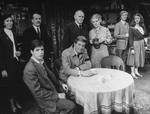 (L-R) Actors Lois de Banzie, Lester Rawlins, Richard Seer, Brian Murray, Barnard Hughes, Sylvia O'Brien, Ralph Williams and Mia Dillon in a scene from the Broadway production of the play "Da.".