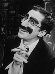 Actor David Garrison as Groucho Marx in a scene from the Broadway production of the musical "A Day in Hollywood/A Night in the Ukraine"