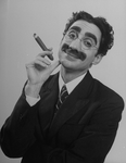 Actor David Garrison as Groucho Marx in a scene from the Broadway production of the musical "A Day in Hollywood/A Night in the Ukraine"