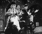 (L-R) Actors Priscilla Lopez, David Garrison and Frank Lazarus as Harpo, Groucho and Chico Marx (respectively) in a scene from the Broadway production of the musical "A Day in Hollywood/A Night in the Ukraine"