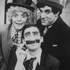 (L-R) Actors Priscilla Lopez, David Garrison and Frank Lazarus as Harpo, Groucho and Chico Marx (respectively) in a scene from the Broadway production of the musical "A Day in Hollywood/A Night in the Ukraine"