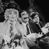 (L-R) Actors Priscilla Lopez, David Garrison and Frank Lazarus as Harpo, Groucho and Chico Marx (respectively) in a scene from the Broadway production of the musical "A Day in Hollywood/A Night in the Ukraine"