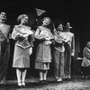 (L-R) Actors David Garrison, Kate Draper, Peggy Hewett, Priscilla Lopez, Stephen James and Frank Lazarus in a scene from the Broadway production of the musical "A Day in Hollywood/A Night in the Ukraine"