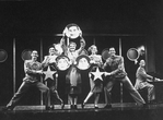 (L-R) Actors David Garrison, Priscilla Lopez, Peggy Hewett, Kate Draper, Stephen James and Frank Lazarus in a scene from the Broadway production of the musical ""A Day in Hollywood/A Night in the Ukraine"