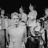 (L-R) Actors Susan Berman, John Vickery (as Manfred Von Richthofen), Bob Gunton (as Hermann Goering), Jeffrey Jones, Sigrid Wurschmidt and Peggy Harmon in a scene from the NY Shakespeare Festival production of the musical "The Death Of Von Richthofen As Witnessed From Earth."