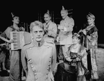 (L-R) Actors Susan Berman, John Vickery (as Manfred Von Richthofen), Bob Gunton (as Hermann Goering), Jeffrey Jones, Sigrid Wurschmidt and Peggy Harmon in a scene from the NY Shakespeare Festival production of the musical "The Death Of Von Richthofen As Witnessed From Earth."