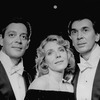 (L-R) Actors Raul Julia, Jill Clayburgh and Frank Langella in a scene from the Circle In The Square revival of the play "Design For Living.".