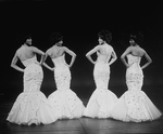 (L-R) Actresses Deborah Burrell, Vanessa Bell, Tenita Jordan and Brenda Pressley as the Stepp Sisters in a scene from the Broadway production of the musical "Dreamgirls.".