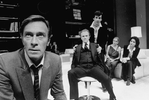 (L-R) Actors Christopher Plummer, Joseph Sommer, James Naughton, unidentified and Zohra Lampert in a scene from the Broadway production of the play "Drinks Before Dinner"