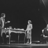 (R-L) Actors Barnard Hughes, Linda Hunt and John Shea in a scene from the Broadway production of the play "End Of The World"