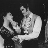 (L-R) Actress Patti LuPone as Eva Peron with Mark Syers and Mandy Patinkin as Che Guevera in a scene from the Broadway production of the musical "Evita.".