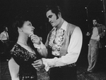 (L-R) Actress Patti LuPone as Eva Peron with Mark Syers and Mandy Patinkin as Che Guevera in a scene from the Broadway production of the musical "Evita.".