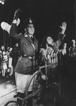 (R-L) Actors Mandy Patinkin as Che Guevera and Bob Gunton as Juan Peron in a scene from the Broadway production of the musical "Evita.".