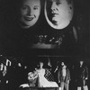 (C, L-R) Actors Bob Gunton as Juan Peron, Patti LuPone as Eva Peron and Mandy Patinkin as Che Guevera under portraits of the real Perons in a scene from the Broadway production of the musical "Evita.".