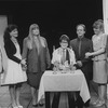 (L-R) Actors Michael Rupert, Janet Metz, Heather MacRae, Danny Gerard, Lonny Price, Faith Prince and Stephen Bogardus having a Bar Mitzvah ceremony in a scene from the Off-Broadway production of the musical "Falsettoland"