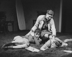 Actresses (L-R) Linda Griffiths, Concetta Tomei and Pamela Reed in a scene from the NY Shakespeare Festival production of the play "Fen".