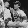 Actor David Alan Grier (R) as baseball player Jackie Robinson in a scene from the Broadway production of the musical "The First.".